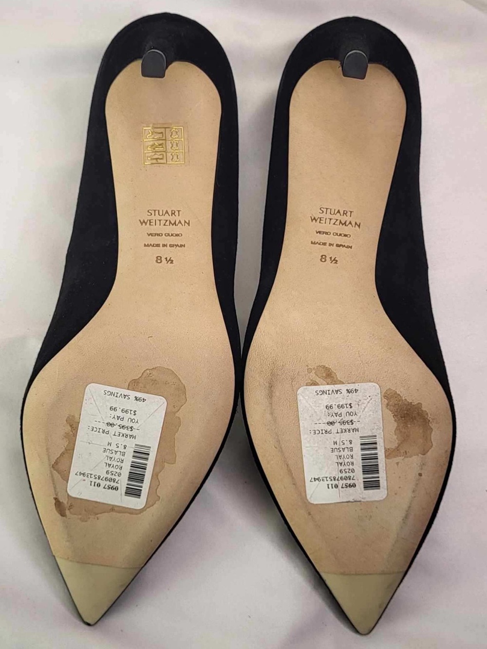 Stuart Weitzman "Royal" Black Suede Pointed Toe Stiletto Pumps - Size 8.5 - NWT - Picture 12 of 16
